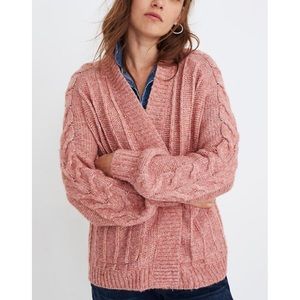 Madewell Bubble Sleeve Cable Knit Cardigan